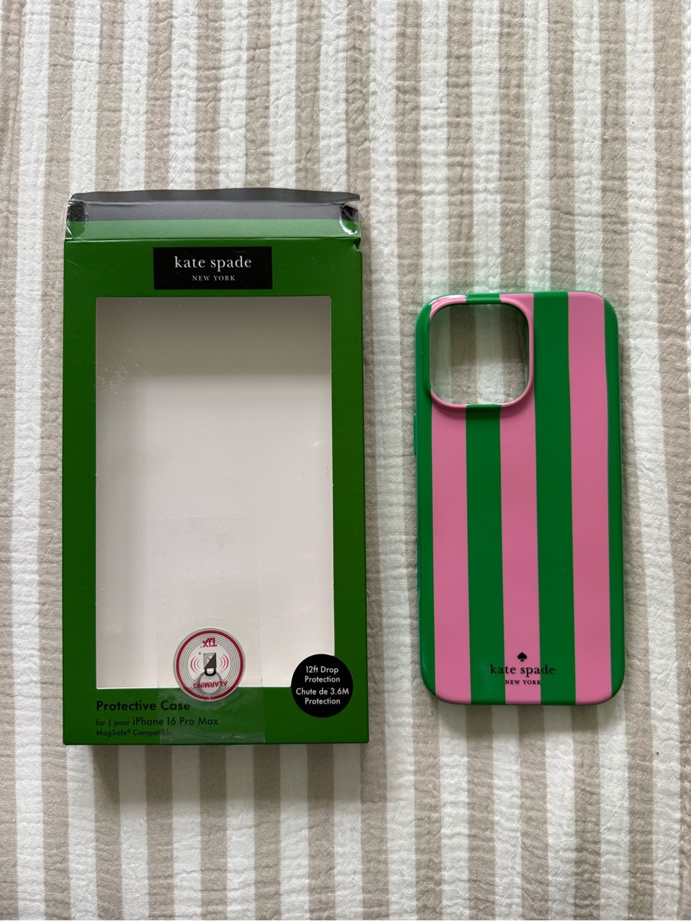 kate spade Pink & Green Striped Protective iPhone Case iPhone 16 pro max